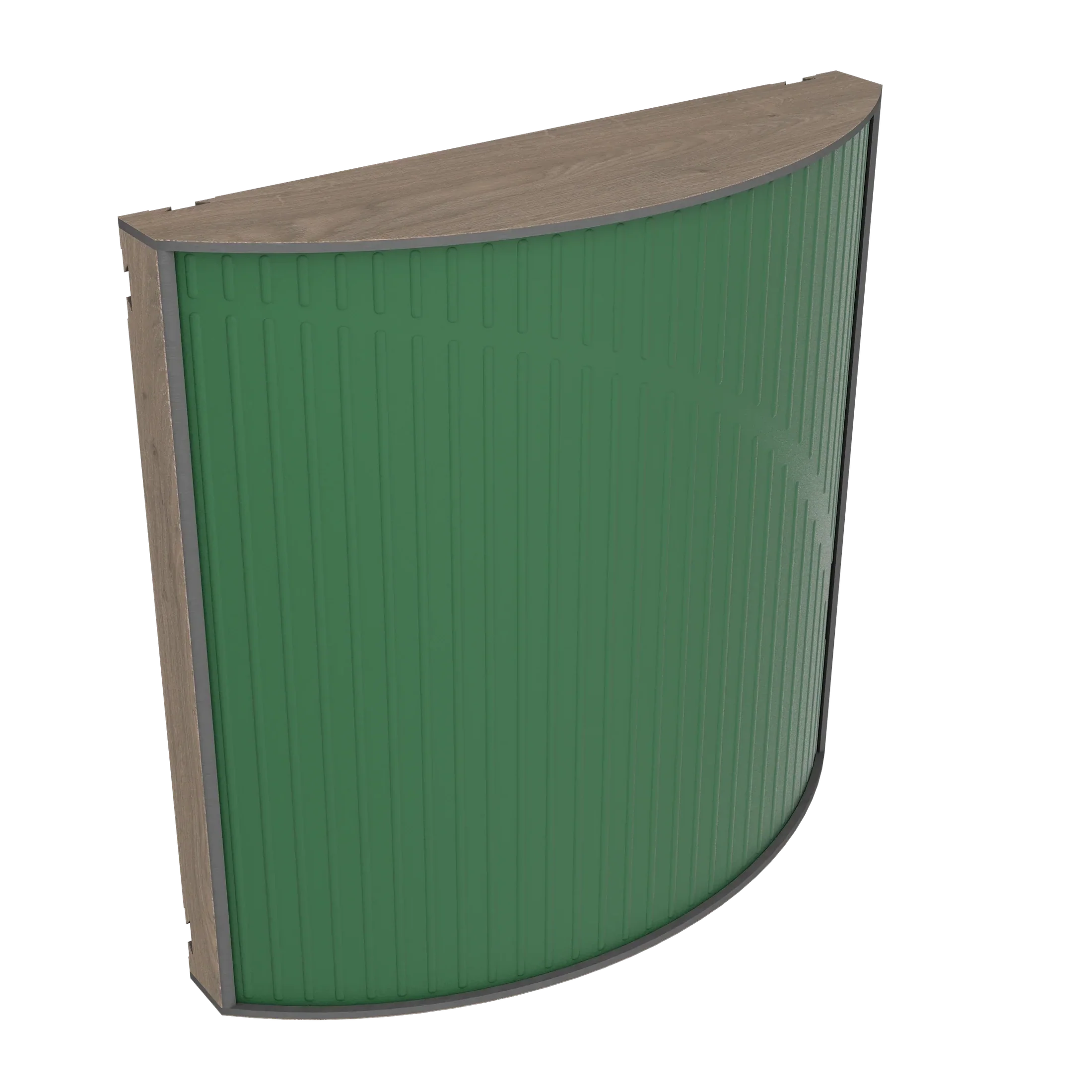 Vicoustic Cinema Round Ultra VMT Sound Absorbing Acoustic Panel in Musk Green and Brown Oak