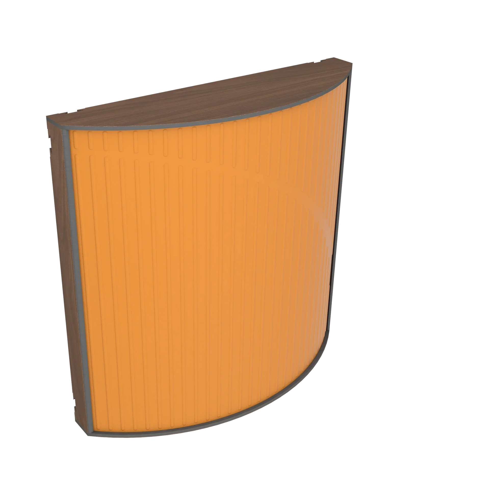 Vicoustic Cinema Round Ultra VMT Sound Absorbing Acoustic Panel in Pumpkin Orange and Dark Walnut