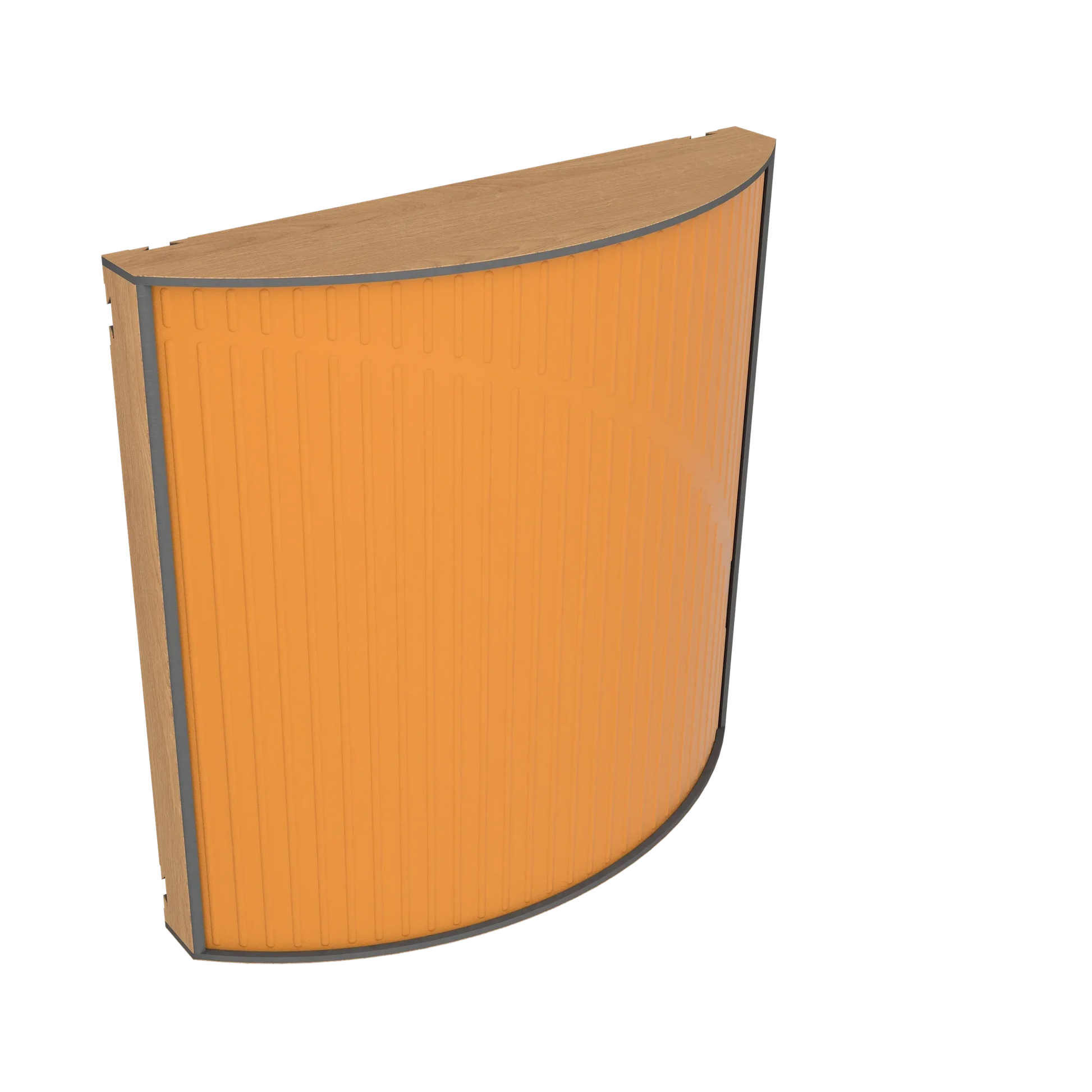 Vicoustic Cinema Round Ultra VMT Sound Absorbing Acoustic Panel in Pumpkin Orange and Natural Oak