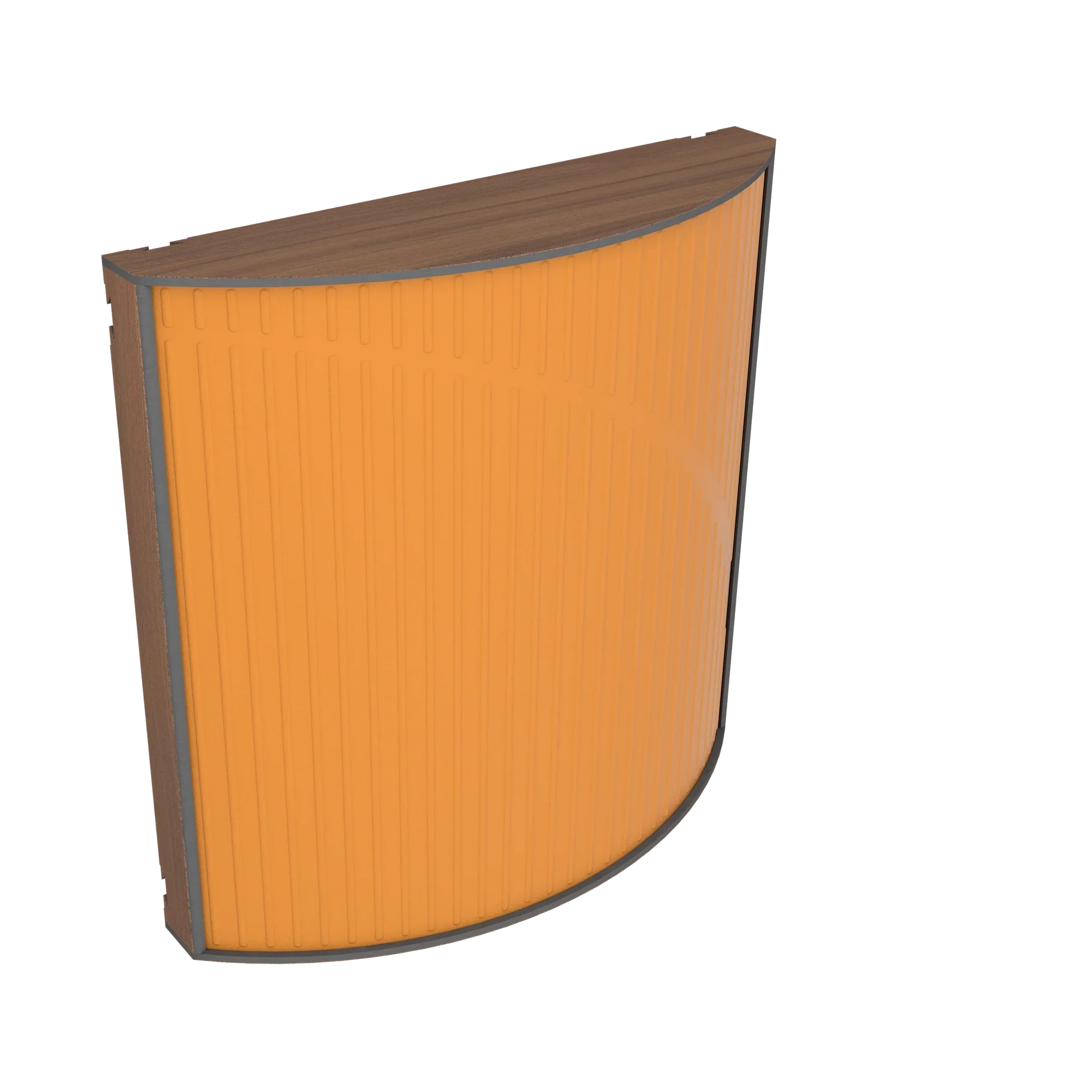Vicoustic Cinema Round Ultra VMT Sound Absorbing Acoustic Panel in Pumpkin Orange and Natural Walnut