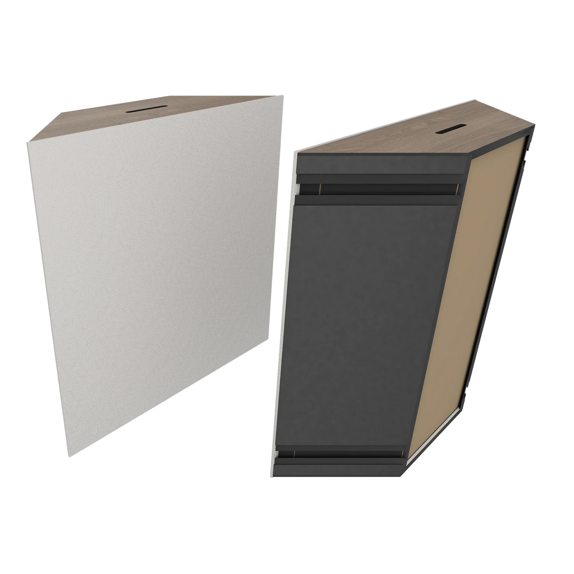 Vicoustic Super Bass Extreme Ultra VMT Bass Trap Acoustic Panel in Light Grey and Brown Oak